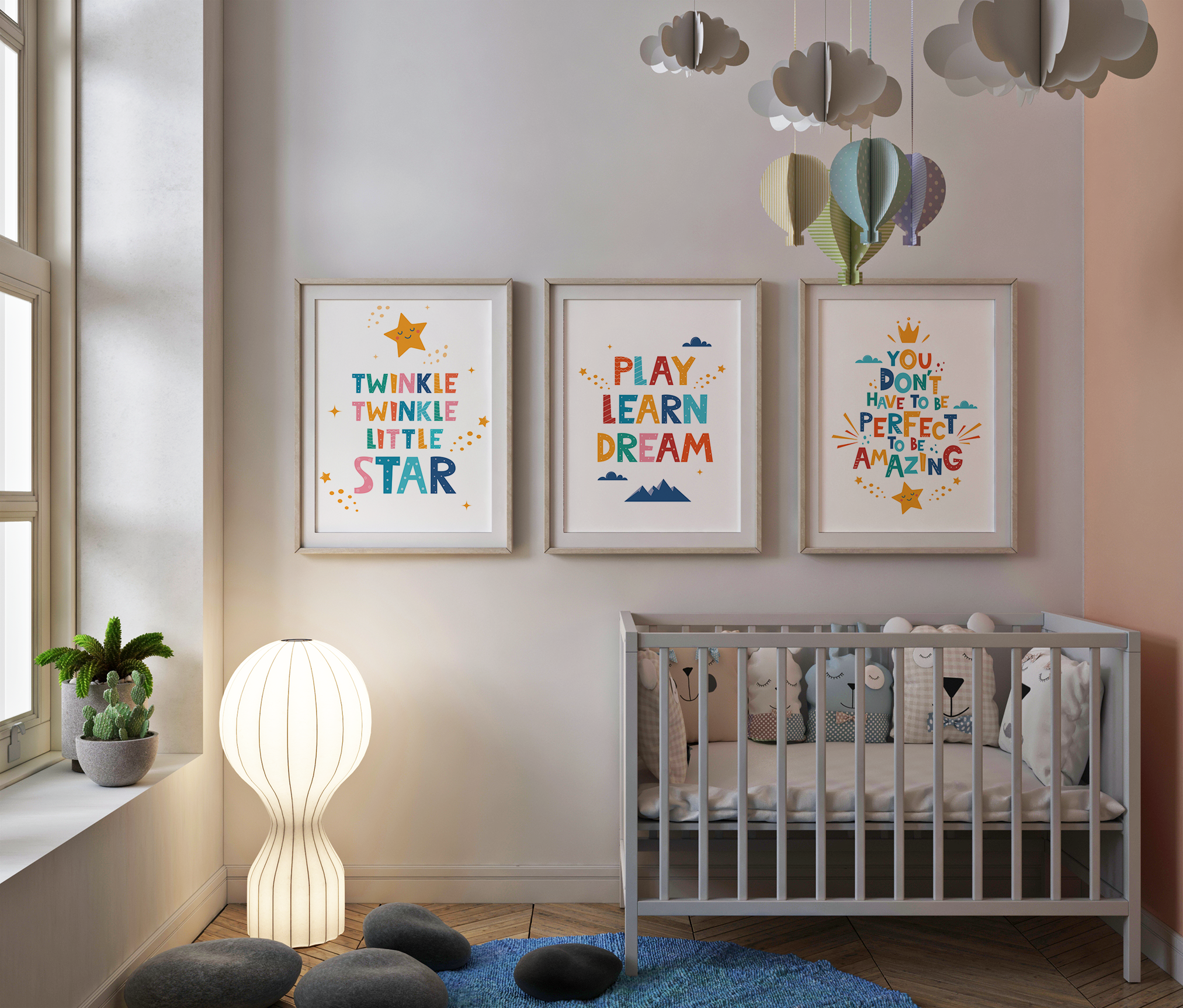 Little Star Kids Quote Wall Art – 3 Panel Set