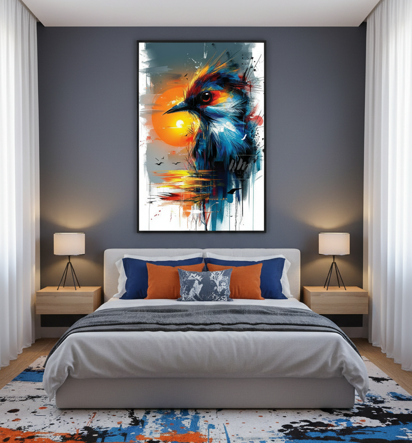 Majestic Blue – The Graceful Bird Wall Art