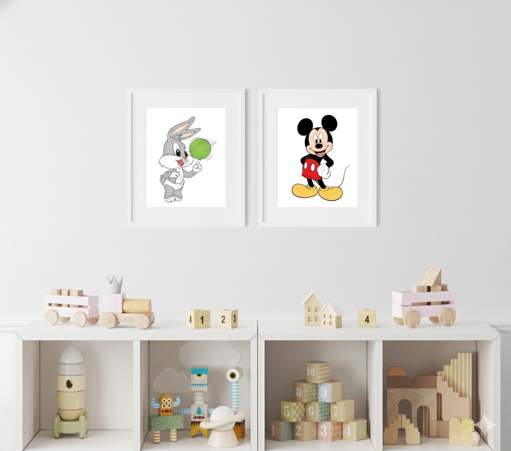 Bugs Bunny & Mickey Mouse – 2 Panel Kids Wall Art