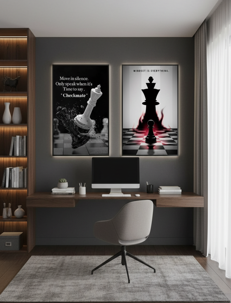 Strategy & Victory – 2-Panel Chess Motivational Wall Art