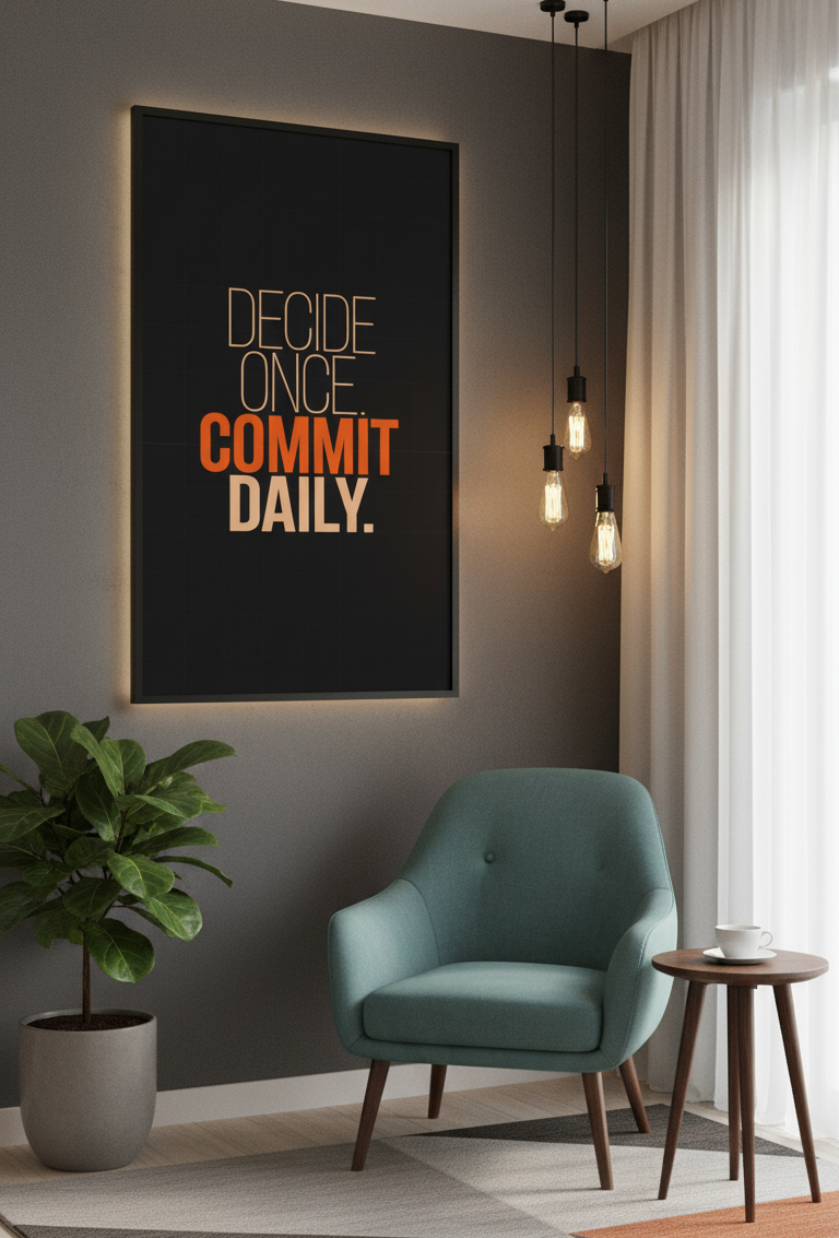 Decide & Commit – Motivational Quote Wall Art