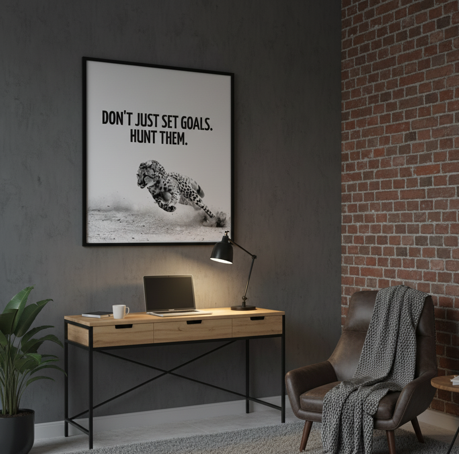 Hunt Your Goals – Cheetah Motivational Wall Art