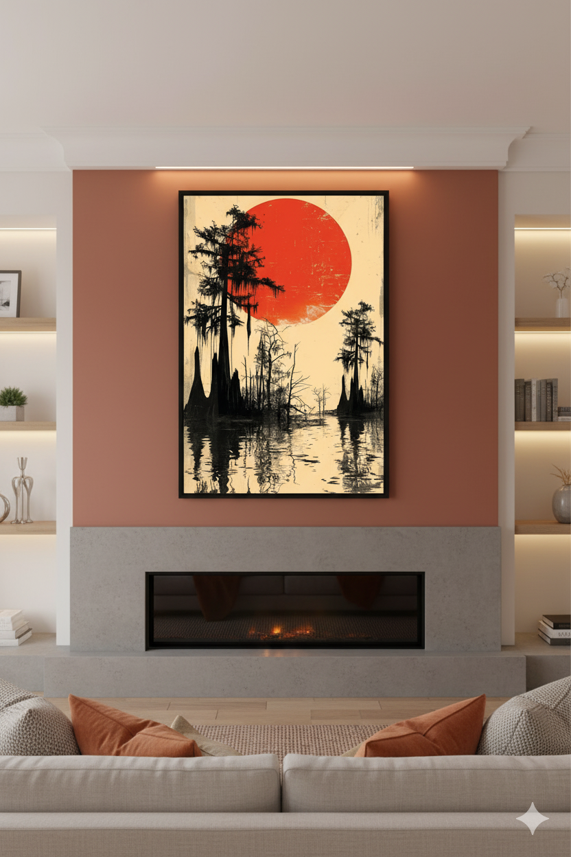Golden Horizon – Sunset Through the Trees Wall Art