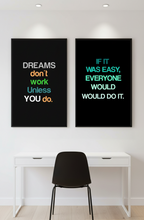 Dreams & Work – 2-Panel Motivational Quote Wall Art