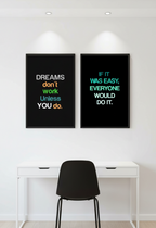 Dreams & Work – 2-Panel Motivational Quote Wall Art