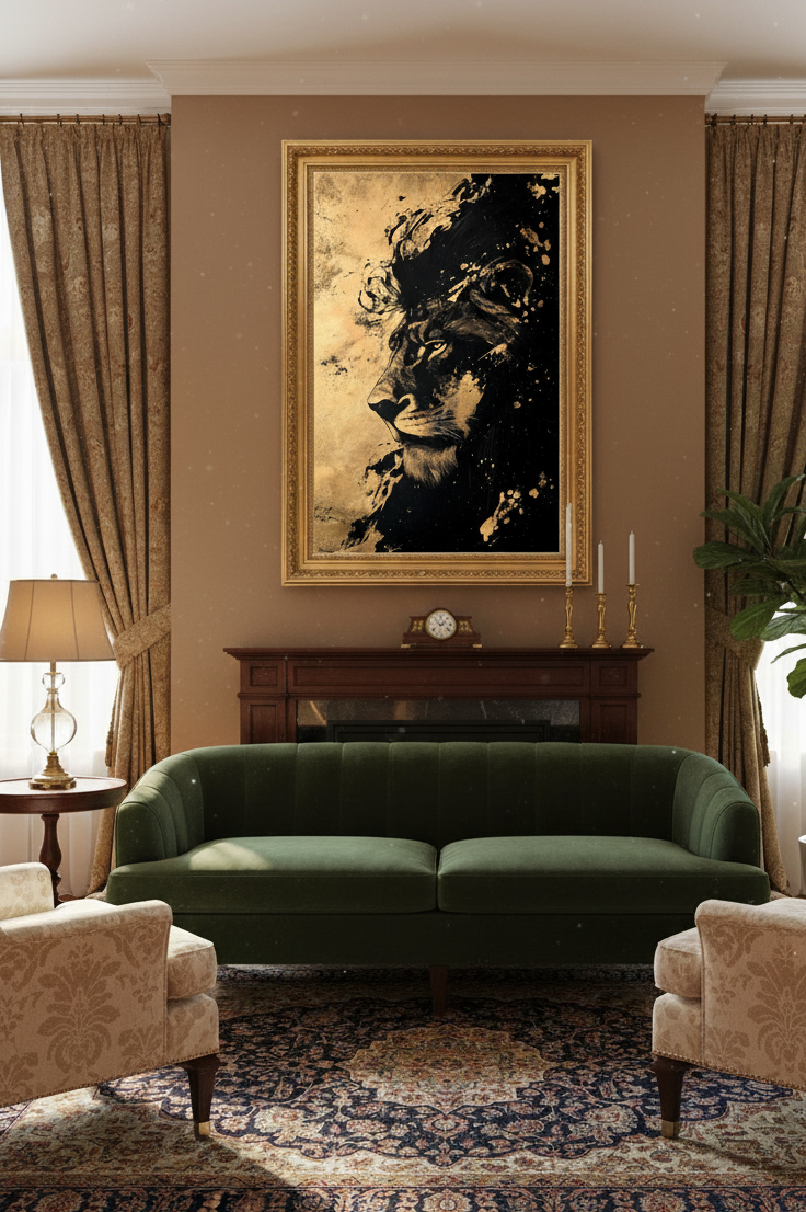 King’s Gaze – Side Portrait of a Lion Wall Art Panel