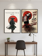 Samurai & Fighter – 2-Panel Motivational Quote Wall Art