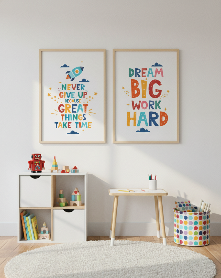 Inspiring Words for Little Dreamers – 2 Panel Kids Wall Art