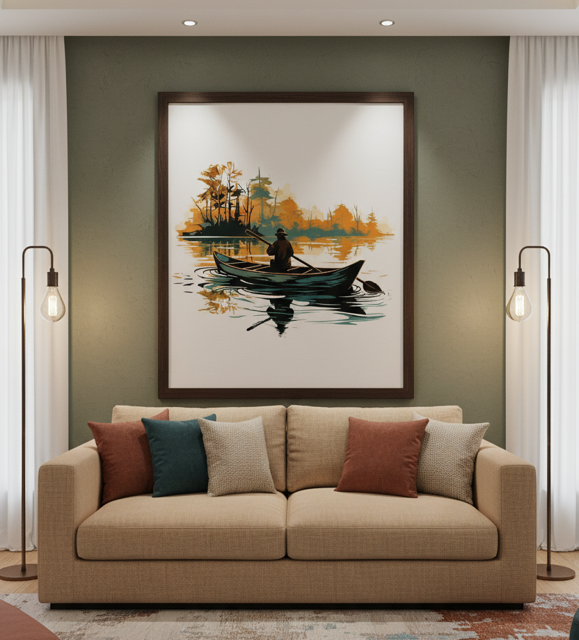 Silent Reflections – Boat on Still Waters Wall Art
