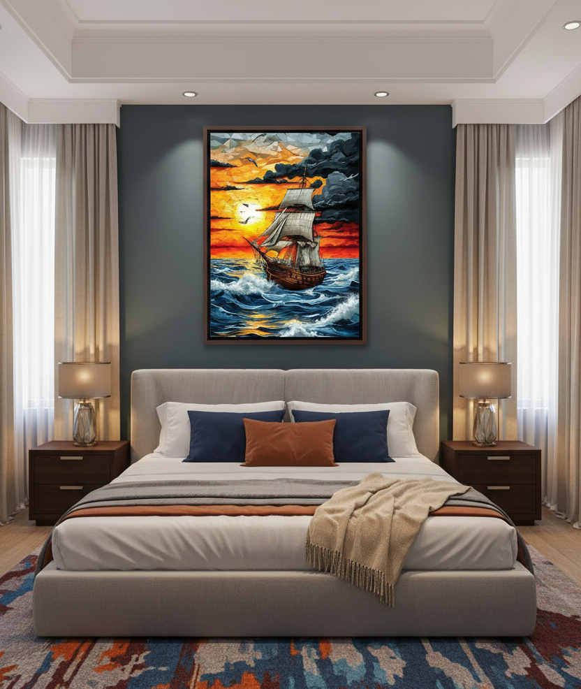 Voyage Through the Storm – Ship at Sea Wall Art