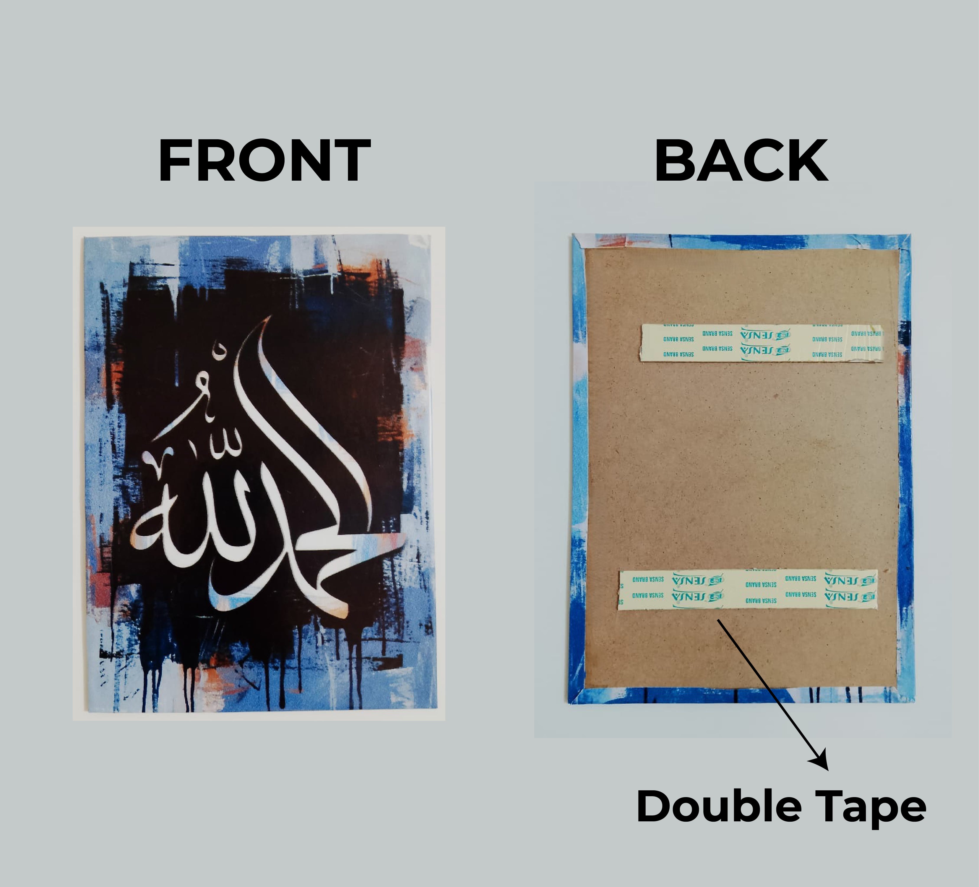 8 Designs Islamic Calligraphy Wall Art Set  – Frameless Clean Edge Design S1