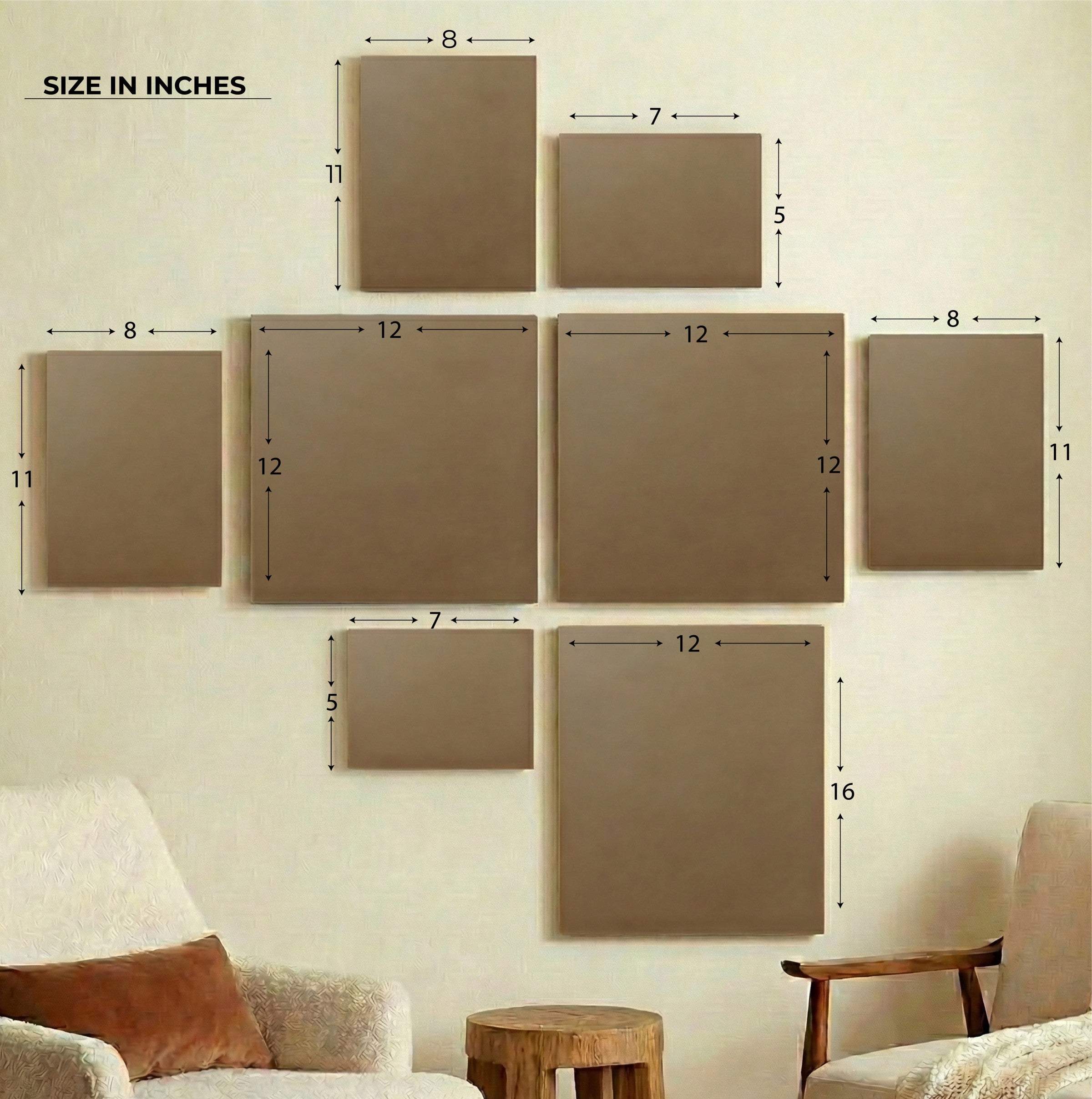 8 Designs Islamic Calligraphy Wall Art Set – Frameless Clean Edge Design S2