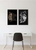 Fierce & Focused – Tiger & Wolf Motivational Wall Art